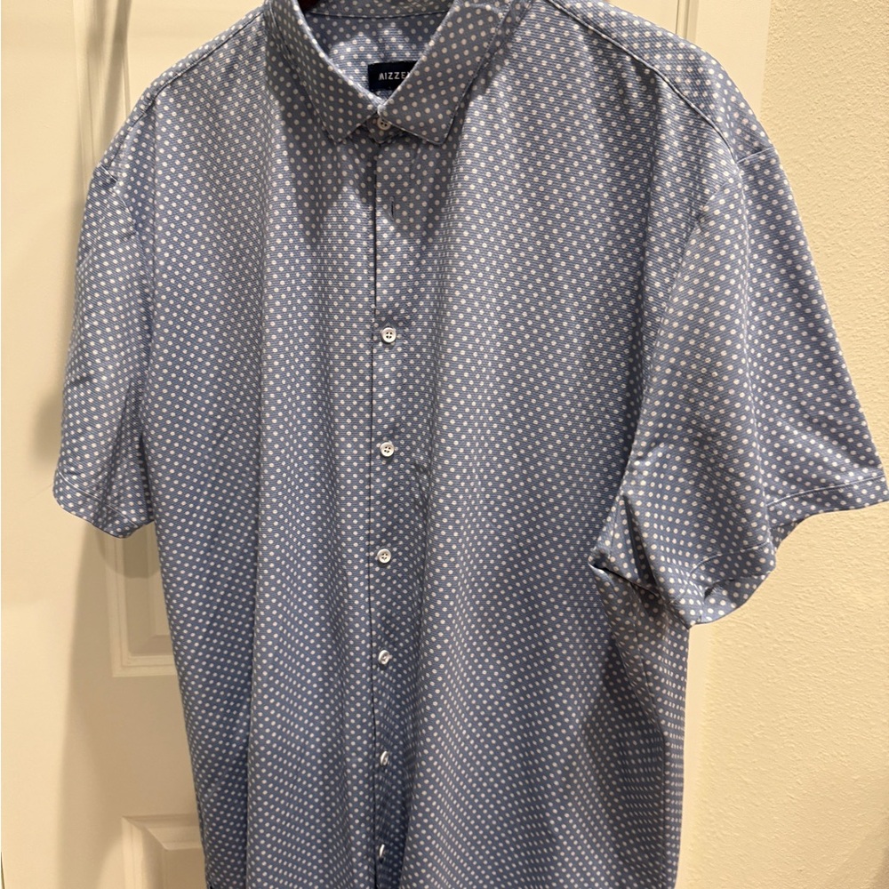 Mizzen+Main Halyard Blue and White Dot Button Down Shirt XXL Classic
